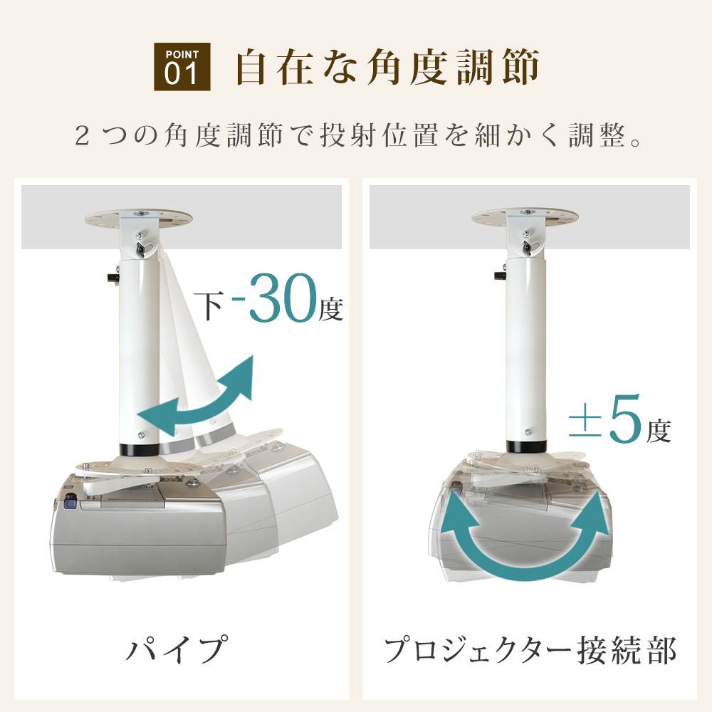 自在な角度調節