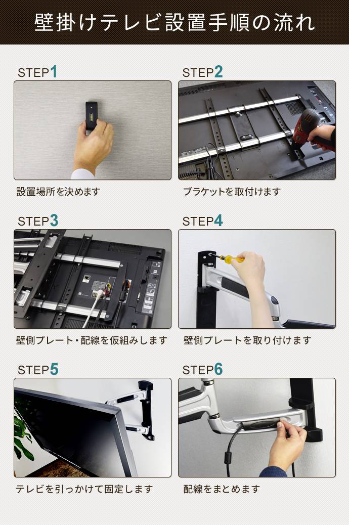 壁掛けテレビ金具の設置手順