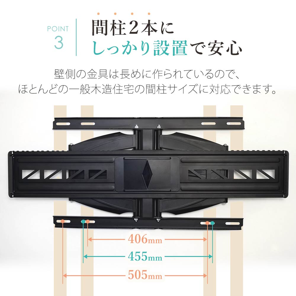 間柱2本にしっかり設置