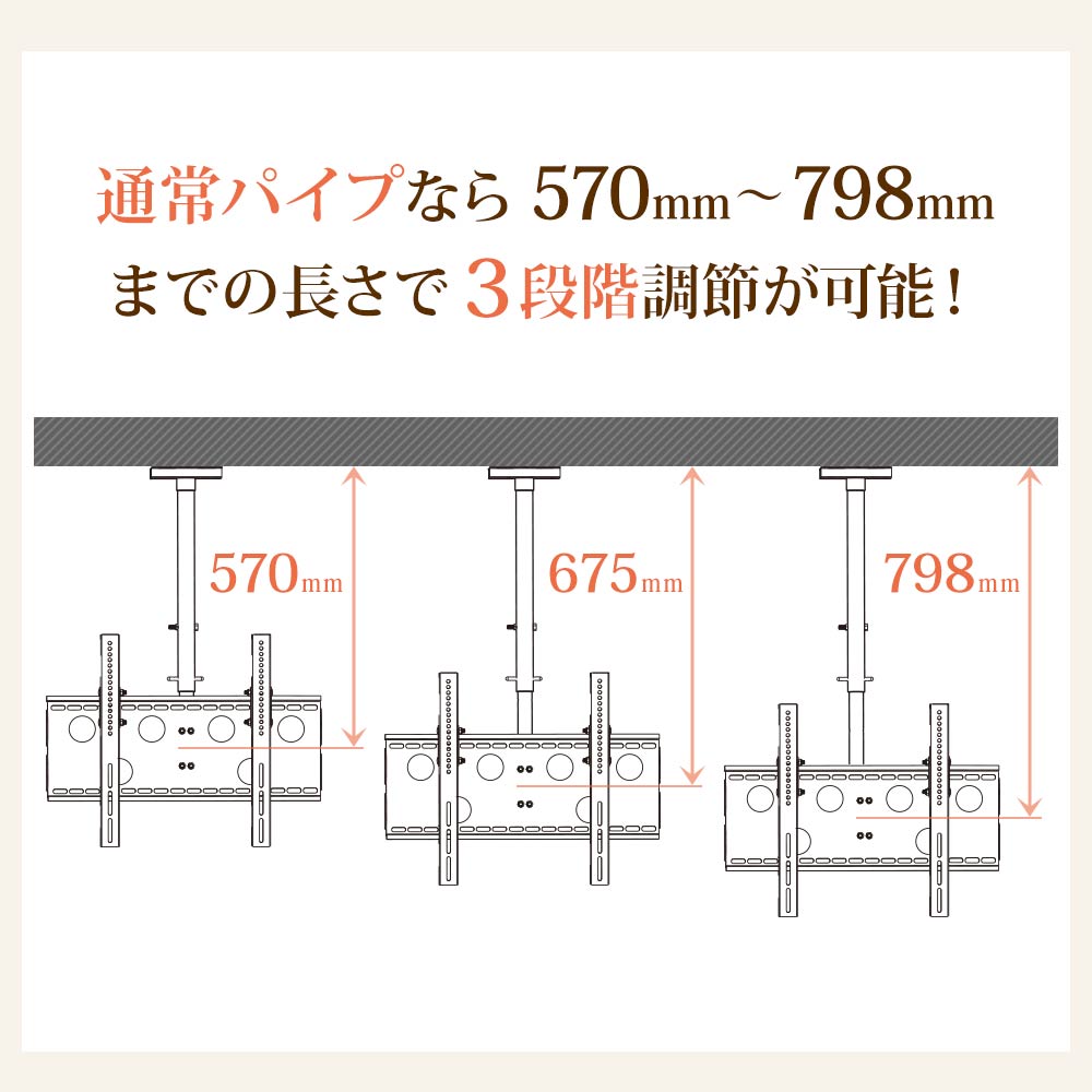 通常パイプなら3段階調節が可能