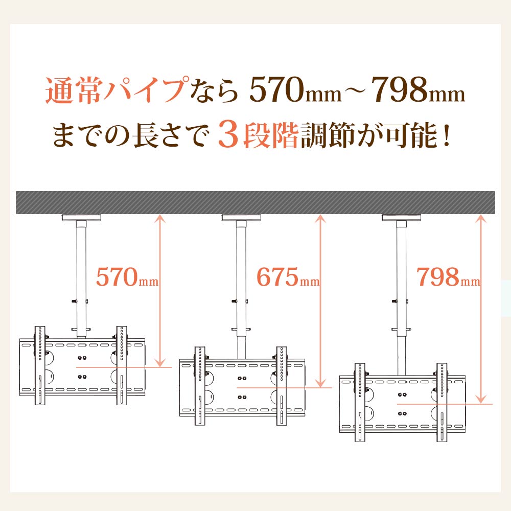 通常パイプなら3段階調節が可能