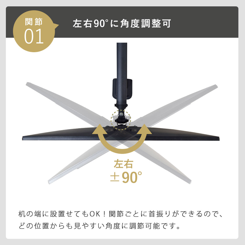 左右±90度の角度調節