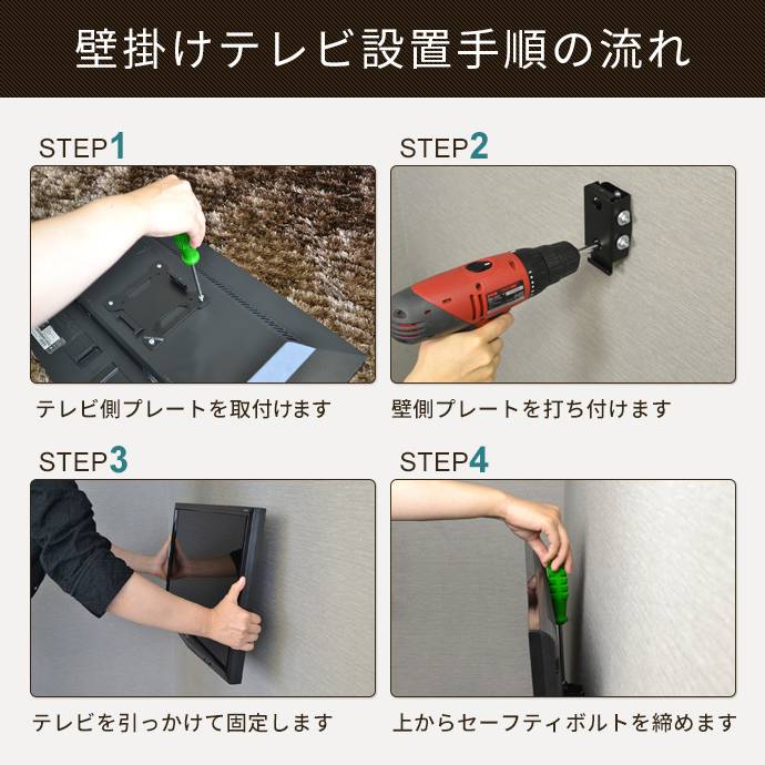 壁掛けテレビ金具の設置手順