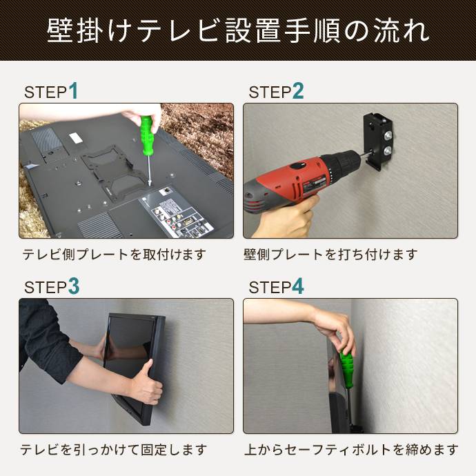 壁掛けテレビ金具の設置手順