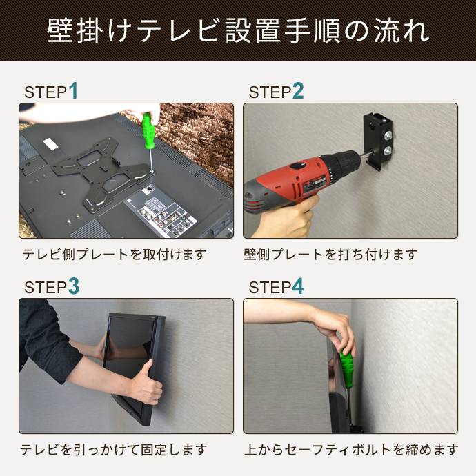 壁掛けテレビ金具の設置手順