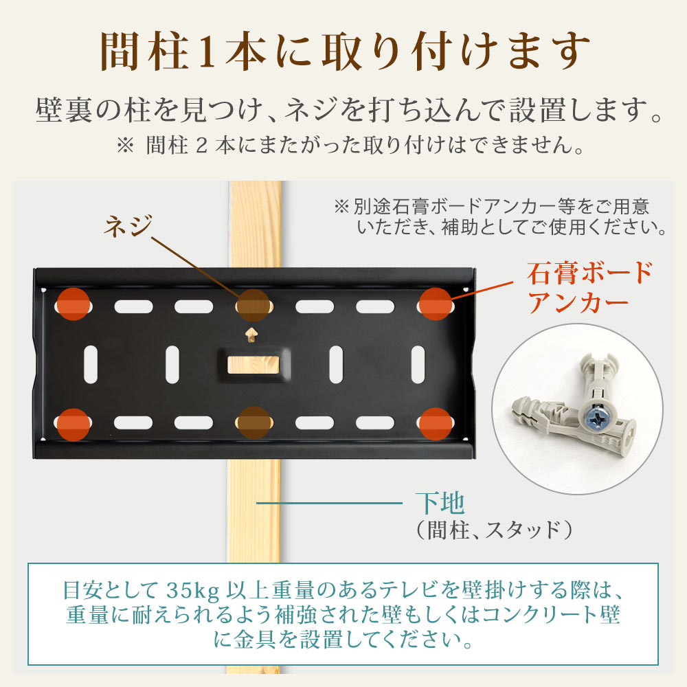 間柱1本に取り付け