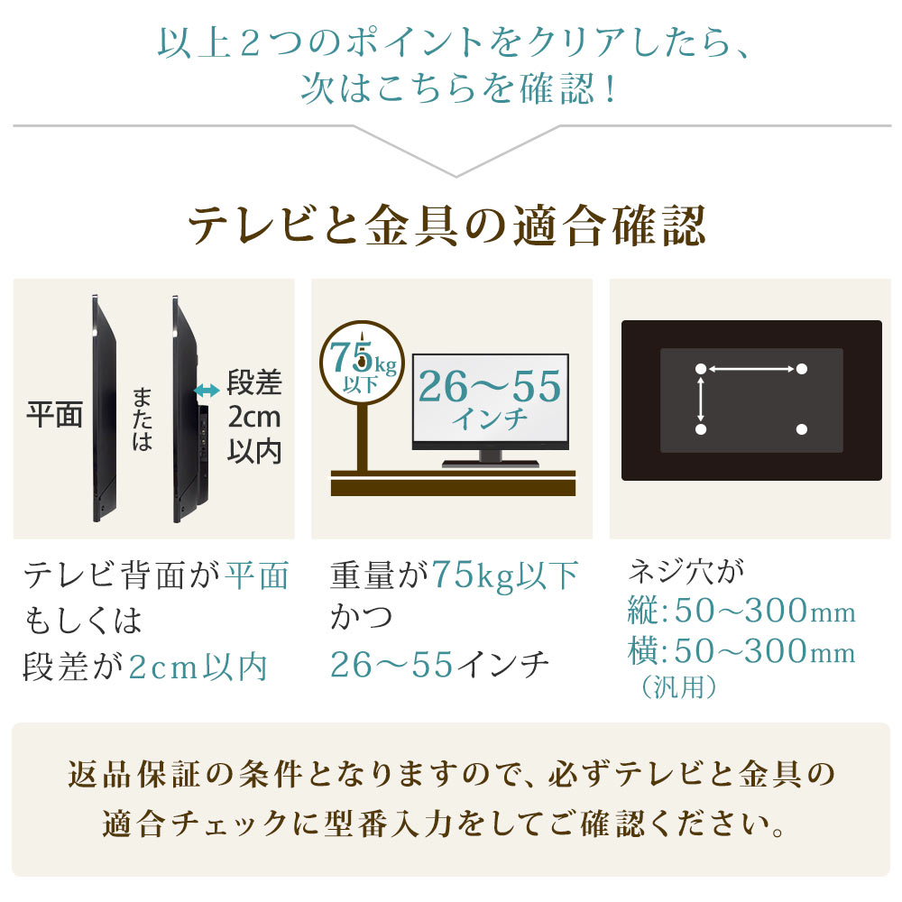 テレビと金具の適合確認