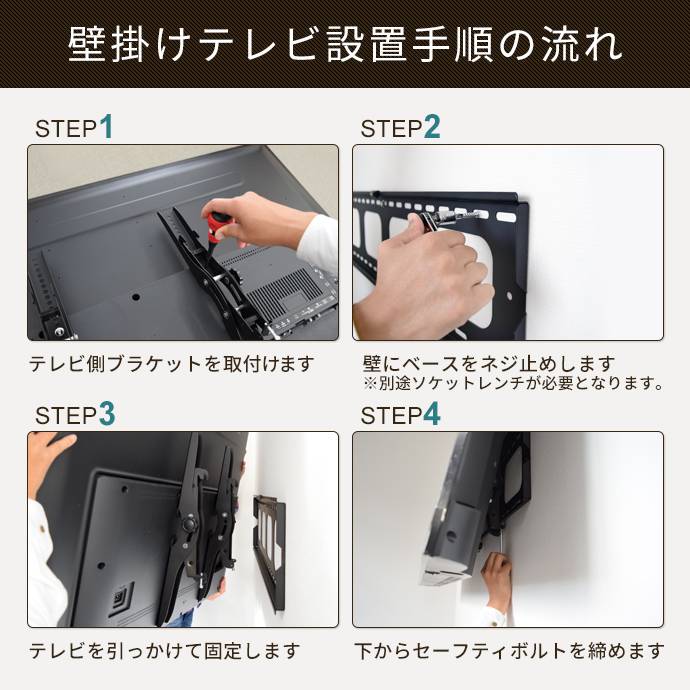 壁掛けテレビ金具の設置手順