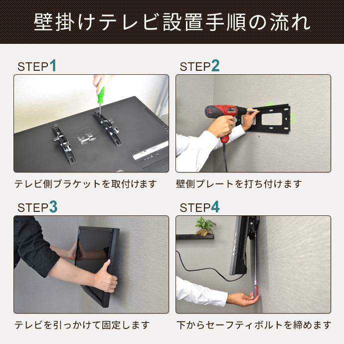 壁掛けテレビ金具の設置手順